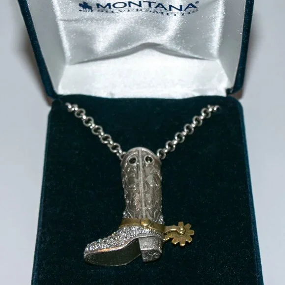 Montana Silversmiths Cowboy Boot Pendant Necklace - Picture 2 of 2
